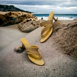 NIB Manolo Blahnik Susa Raffia Sandal Heels Size 35 $675
